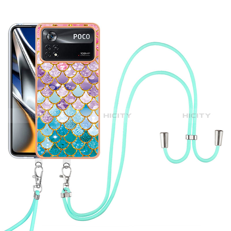 Handyhülle Silikon Hülle Gummi Schutzhülle Flexible Modisch Muster mit Schlüsselband Lanyard YB3 für Xiaomi Poco X4 Pro 5G groß