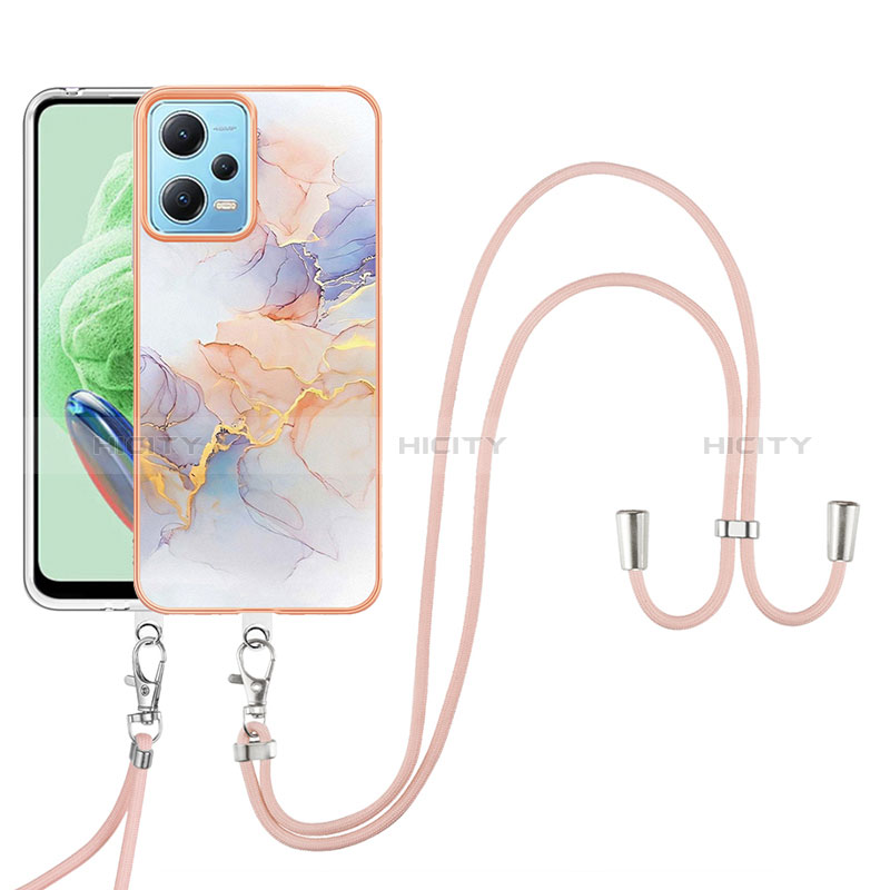 Handyhülle Silikon Hülle Gummi Schutzhülle Flexible Modisch Muster mit Schlüsselband Lanyard YB3 für Xiaomi Poco X5 5G groß