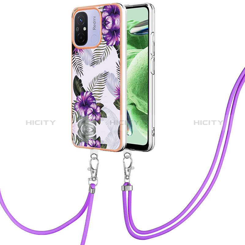 Handyhülle Silikon Hülle Gummi Schutzhülle Flexible Modisch Muster mit Schlüsselband Lanyard YB3 für Xiaomi Redmi 12C 4G groß