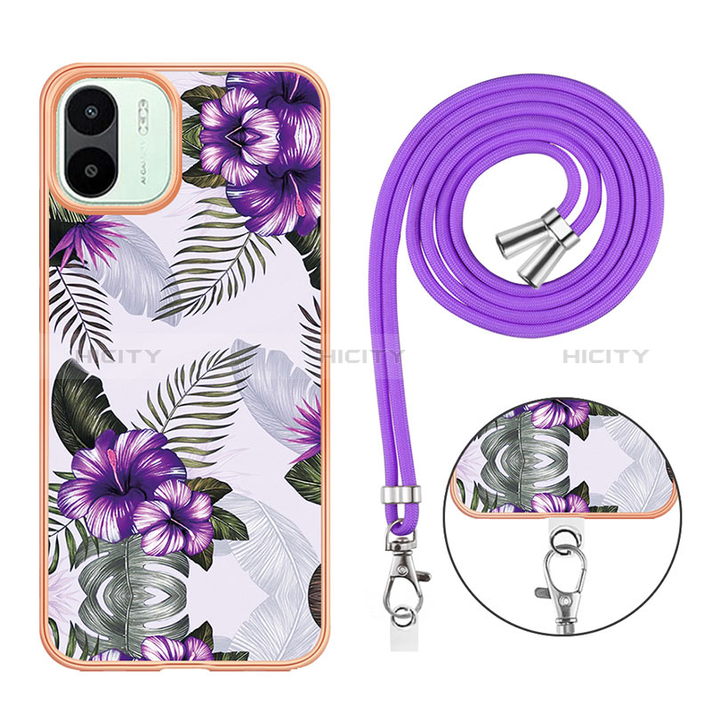 Handyhülle Silikon Hülle Gummi Schutzhülle Flexible Modisch Muster mit Schlüsselband Lanyard YB3 für Xiaomi Redmi A2 Plus groß