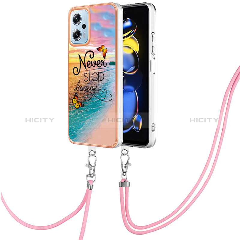 Handyhülle Silikon Hülle Gummi Schutzhülle Flexible Modisch Muster mit Schlüsselband Lanyard YB3 für Xiaomi Redmi K50i 5G groß