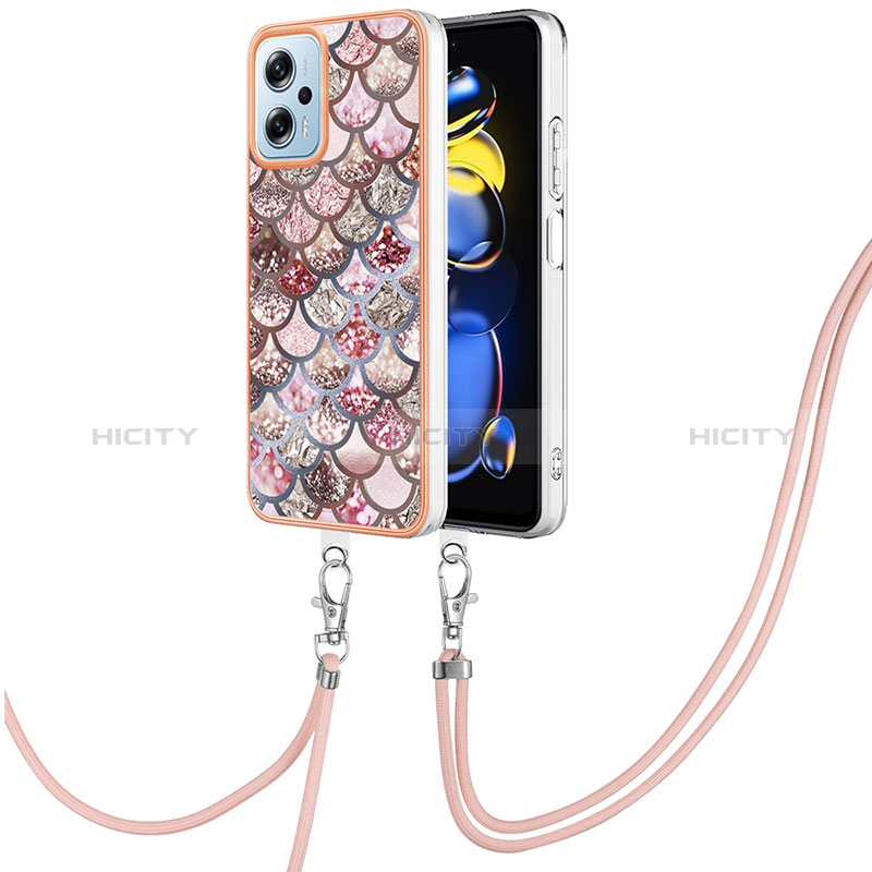 Handyhülle Silikon Hülle Gummi Schutzhülle Flexible Modisch Muster mit Schlüsselband Lanyard YB3 für Xiaomi Redmi K50i 5G groß