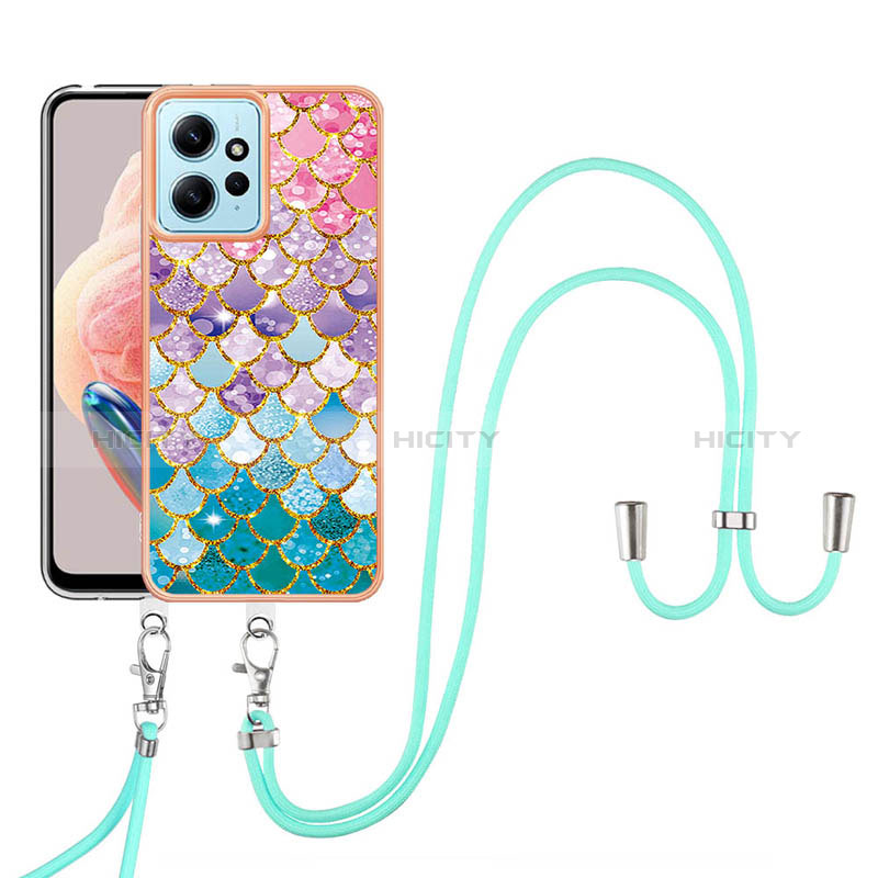 Handyhülle Silikon Hülle Gummi Schutzhülle Flexible Modisch Muster mit Schlüsselband Lanyard YB3 für Xiaomi Redmi Note 12 4G