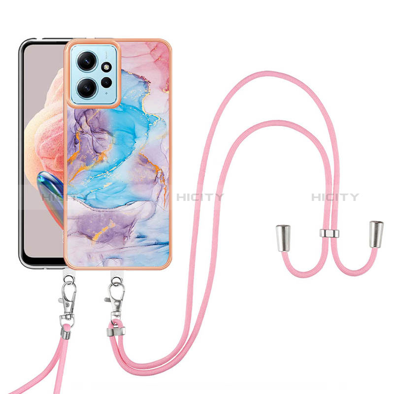 Handyhülle Silikon Hülle Gummi Schutzhülle Flexible Modisch Muster mit Schlüsselband Lanyard YB3 für Xiaomi Redmi Note 12 4G