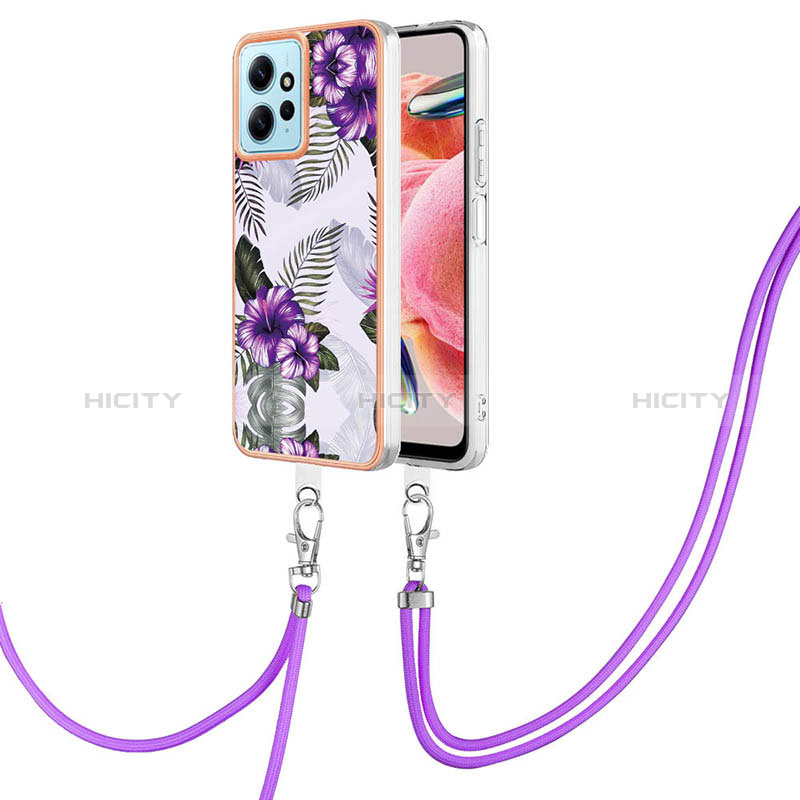 Handyhülle Silikon Hülle Gummi Schutzhülle Flexible Modisch Muster mit Schlüsselband Lanyard YB3 für Xiaomi Redmi Note 12 4G