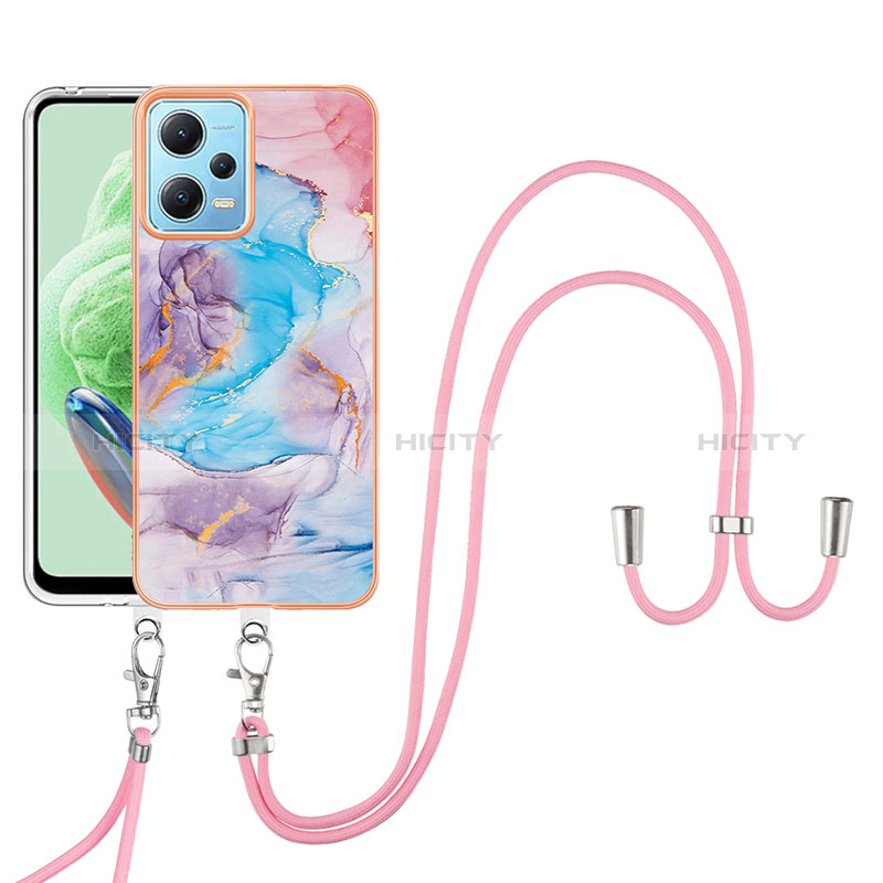 Handyhülle Silikon Hülle Gummi Schutzhülle Flexible Modisch Muster mit Schlüsselband Lanyard YB3 für Xiaomi Redmi Note 12 5G groß