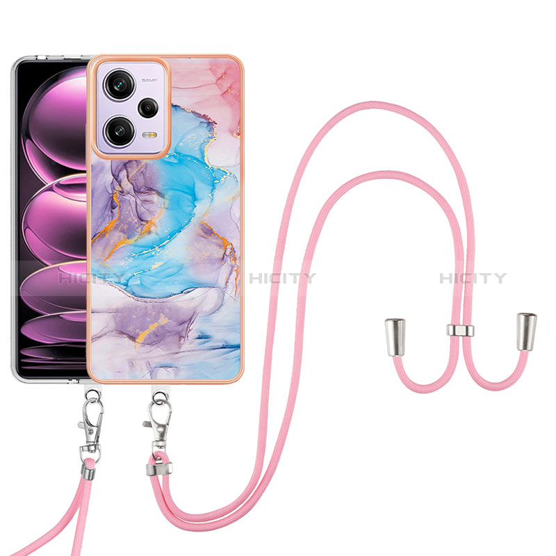 Handyhülle Silikon Hülle Gummi Schutzhülle Flexible Modisch Muster mit Schlüsselband Lanyard YB3 für Xiaomi Redmi Note 12 Pro 5G