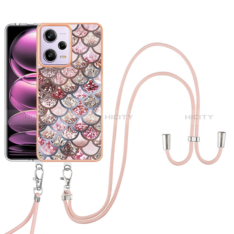 Handyhülle Silikon Hülle Gummi Schutzhülle Flexible Modisch Muster mit Schlüsselband Lanyard YB3 für Xiaomi Redmi Note 12 Pro 5G