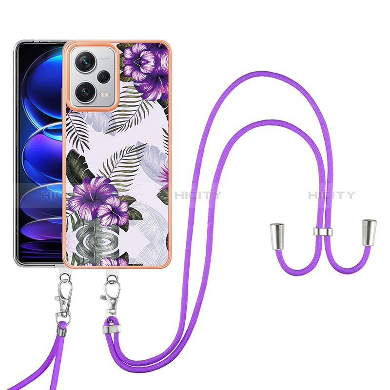 Handyhülle Silikon Hülle Gummi Schutzhülle Flexible Modisch Muster mit Schlüsselband Lanyard YB3 für Xiaomi Redmi Note 12 Pro+ Plus 5G groß