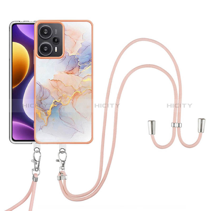 Handyhülle Silikon Hülle Gummi Schutzhülle Flexible Modisch Muster mit Schlüsselband Lanyard YB3 für Xiaomi Redmi Note 12 Turbo 5G