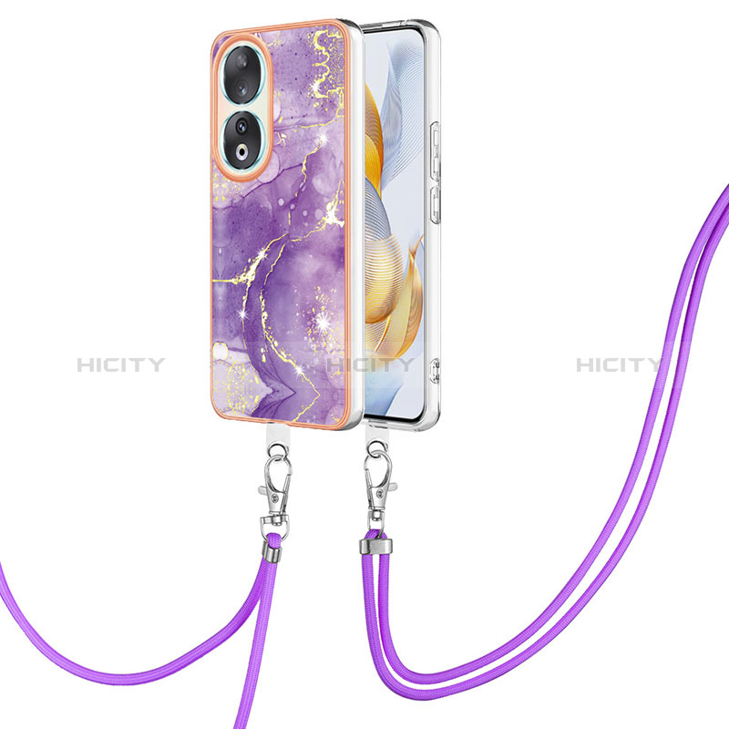 Handyhülle Silikon Hülle Gummi Schutzhülle Flexible Modisch Muster mit Schlüsselband Lanyard YB5 für Huawei Honor 90 5G