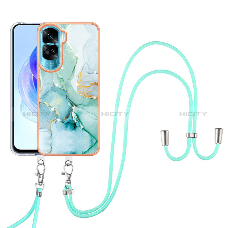 Handyhülle Silikon Hülle Gummi Schutzhülle Flexible Modisch Muster mit Schlüsselband Lanyard YB5 für Huawei Honor 90 Lite 5G groß