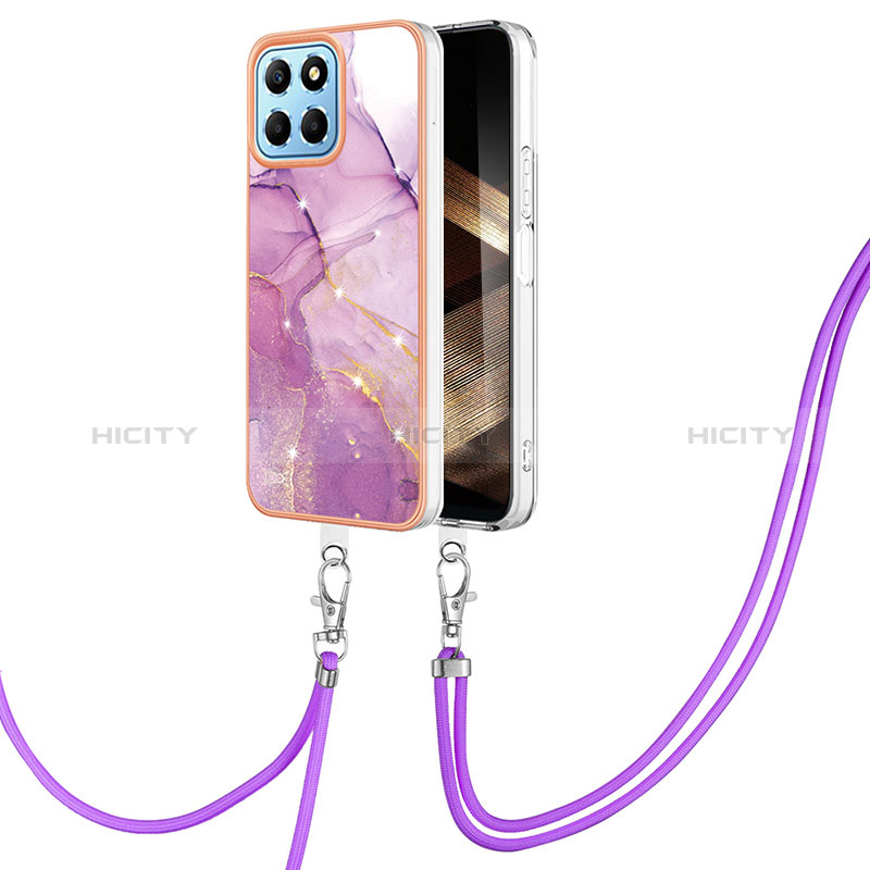 Handyhülle Silikon Hülle Gummi Schutzhülle Flexible Modisch Muster mit Schlüsselband Lanyard YB5 für Huawei Honor X8b groß