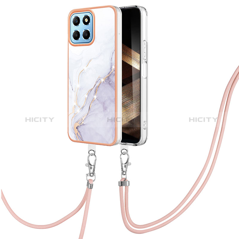 Handyhülle Silikon Hülle Gummi Schutzhülle Flexible Modisch Muster mit Schlüsselband Lanyard YB5 für Huawei Honor X8b groß