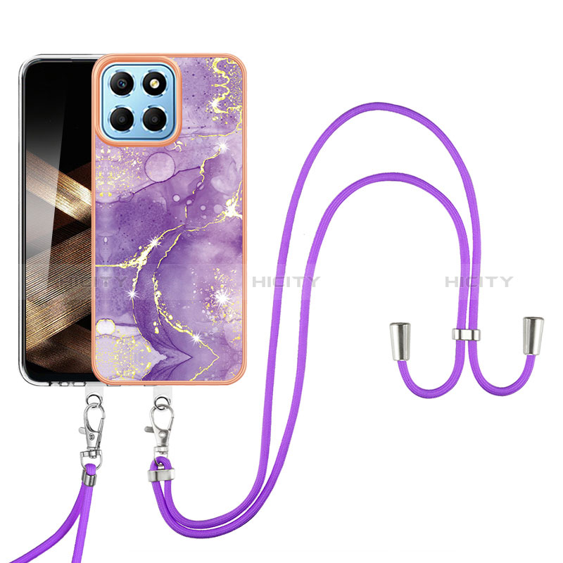 Handyhülle Silikon Hülle Gummi Schutzhülle Flexible Modisch Muster mit Schlüsselband Lanyard YB5 für Huawei Honor X8b groß