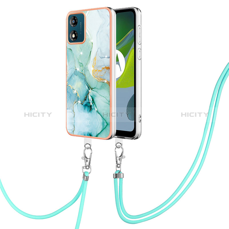 Handyhülle Silikon Hülle Gummi Schutzhülle Flexible Modisch Muster mit Schlüsselband Lanyard YB5 für Motorola Moto E13 groß