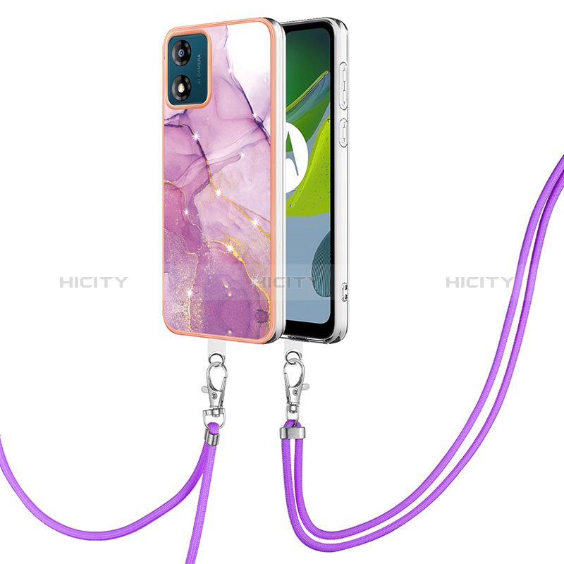 Handyhülle Silikon Hülle Gummi Schutzhülle Flexible Modisch Muster mit Schlüsselband Lanyard YB5 für Motorola Moto E13 groß