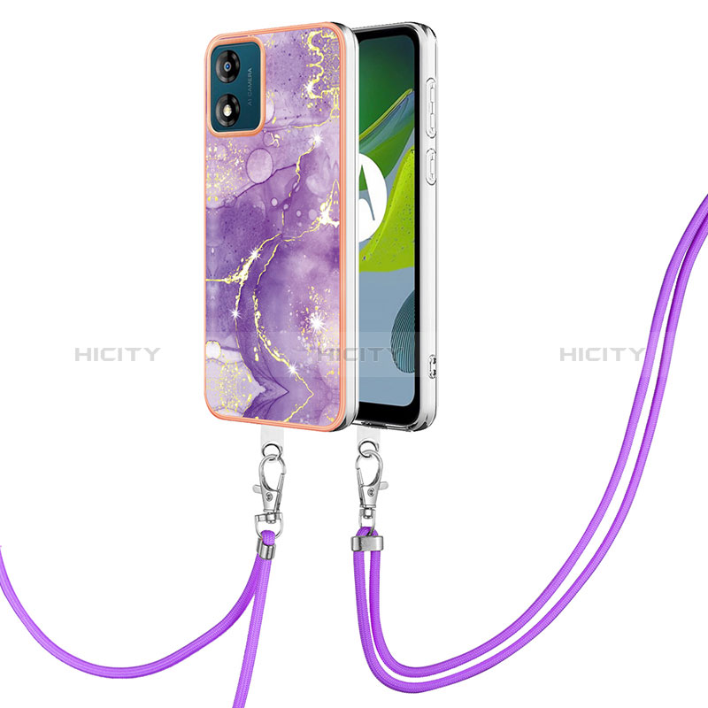 Handyhülle Silikon Hülle Gummi Schutzhülle Flexible Modisch Muster mit Schlüsselband Lanyard YB5 für Motorola Moto E13