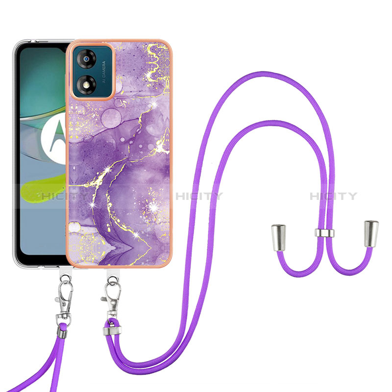 Handyhülle Silikon Hülle Gummi Schutzhülle Flexible Modisch Muster mit Schlüsselband Lanyard YB5 für Motorola Moto E13 groß