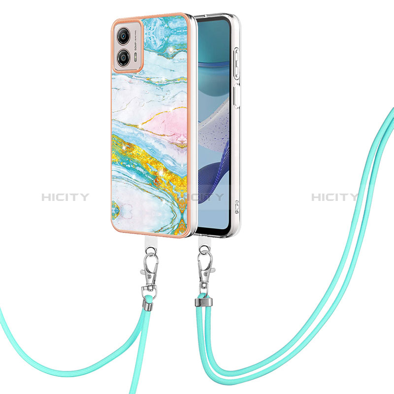 Handyhülle Silikon Hülle Gummi Schutzhülle Flexible Modisch Muster mit Schlüsselband Lanyard YB5 für Motorola Moto G53 5G