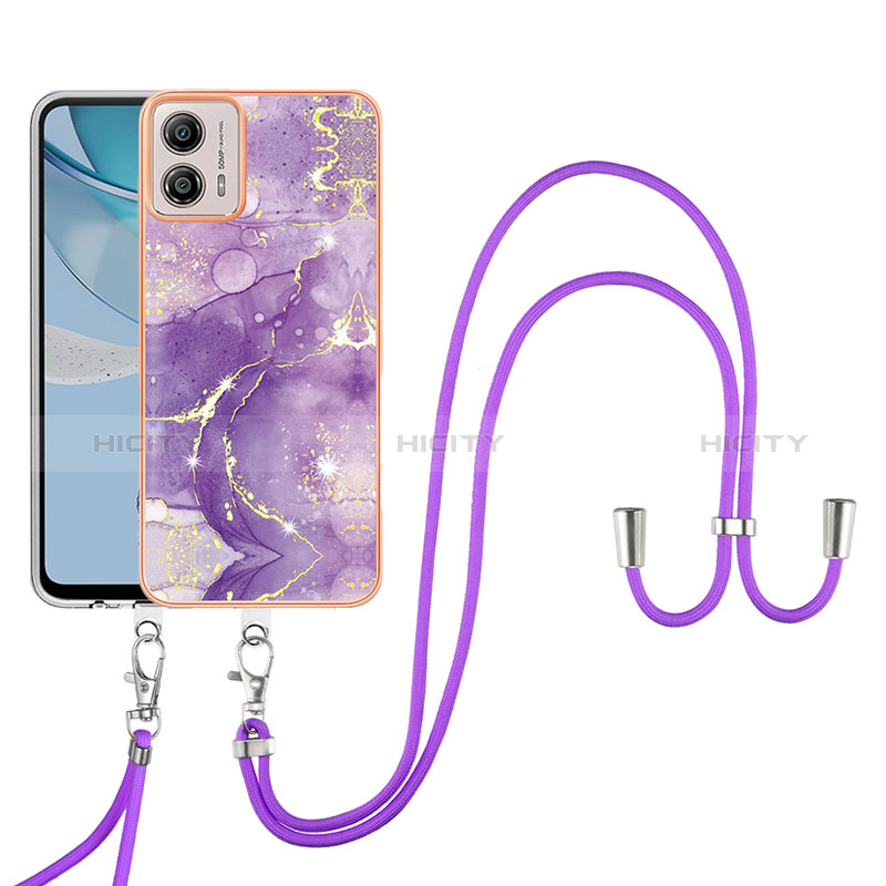 Handyhülle Silikon Hülle Gummi Schutzhülle Flexible Modisch Muster mit Schlüsselband Lanyard YB5 für Motorola Moto G53j 5G