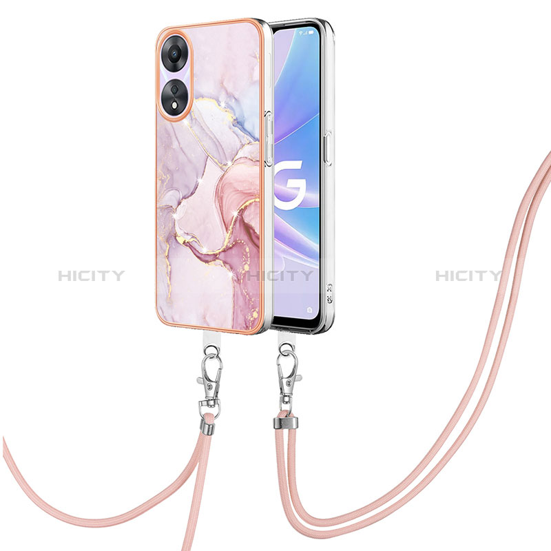 Handyhülle Silikon Hülle Gummi Schutzhülle Flexible Modisch Muster mit Schlüsselband Lanyard YB5 für Oppo A78 5G groß