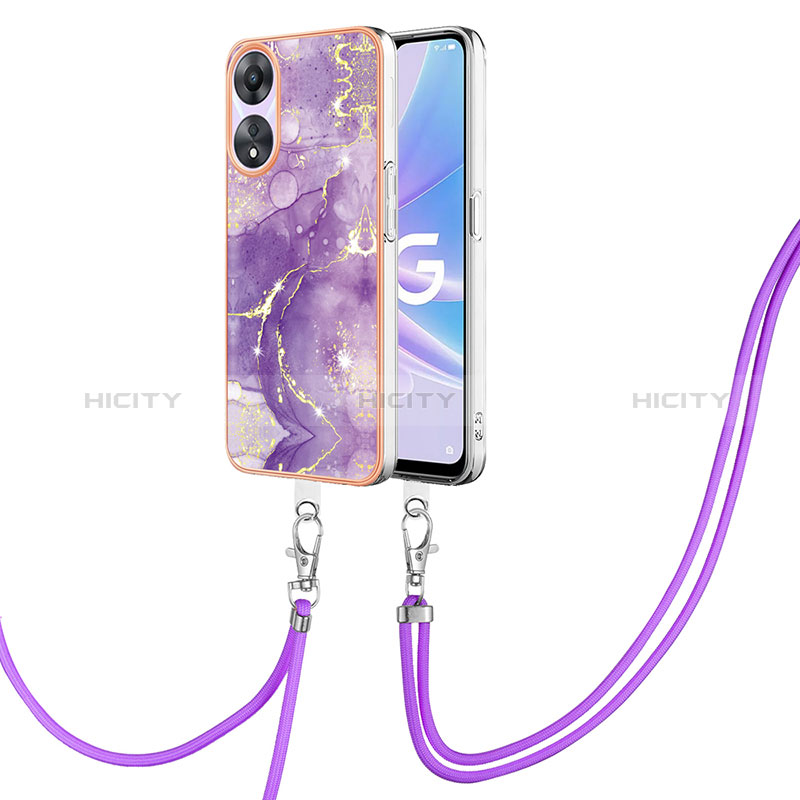 Handyhülle Silikon Hülle Gummi Schutzhülle Flexible Modisch Muster mit Schlüsselband Lanyard YB5 für Oppo A78 5G