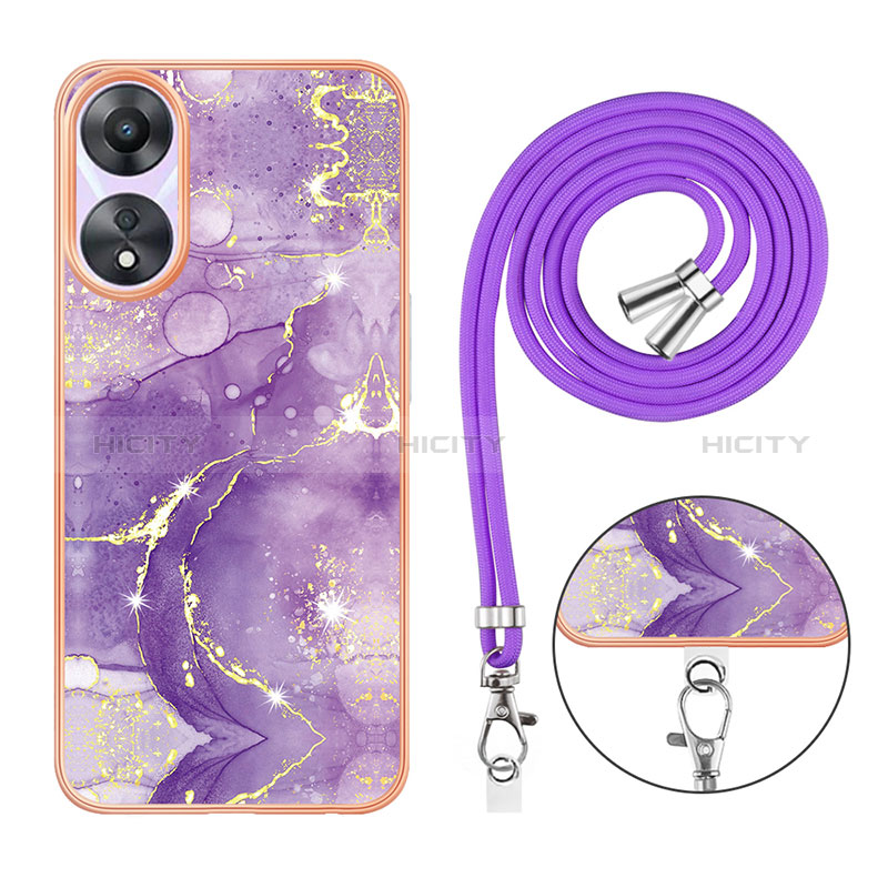 Handyhülle Silikon Hülle Gummi Schutzhülle Flexible Modisch Muster mit Schlüsselband Lanyard YB5 für Oppo A78 5G