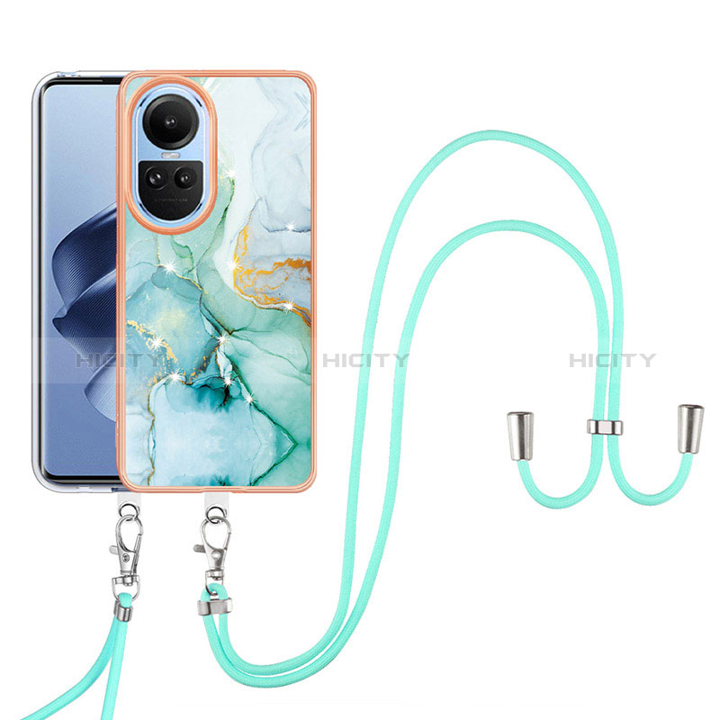 Handyhülle Silikon Hülle Gummi Schutzhülle Flexible Modisch Muster mit Schlüsselband Lanyard YB5 für Oppo Reno10 5G groß