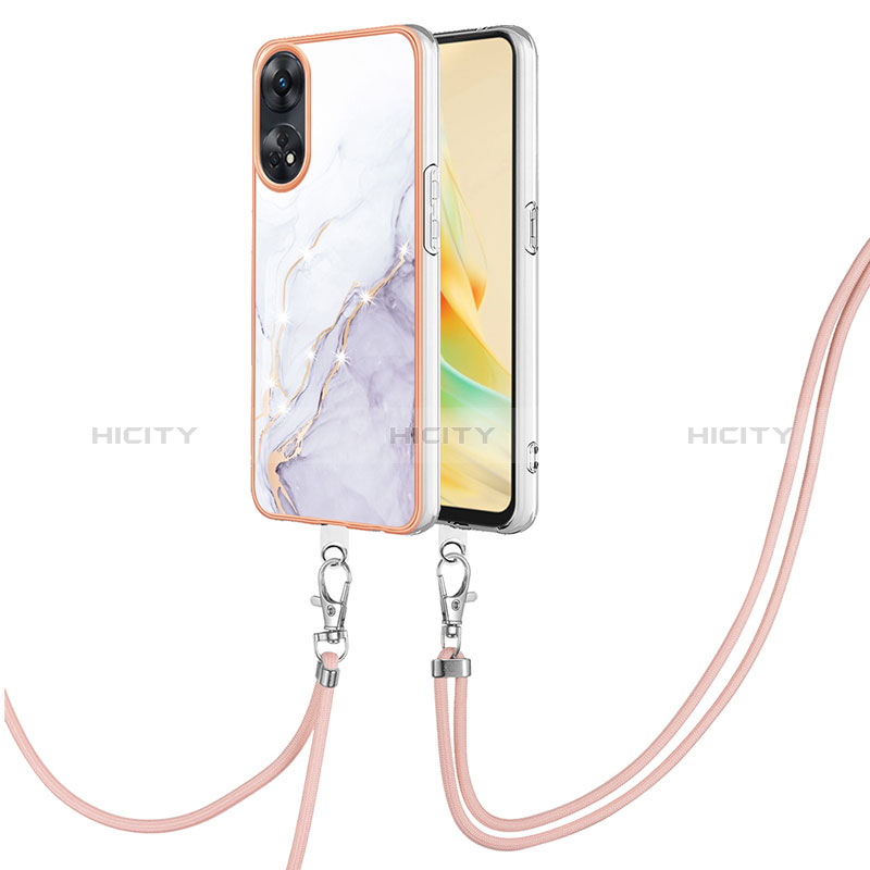 Handyhülle Silikon Hülle Gummi Schutzhülle Flexible Modisch Muster mit Schlüsselband Lanyard YB5 für Oppo Reno8 T 4G groß