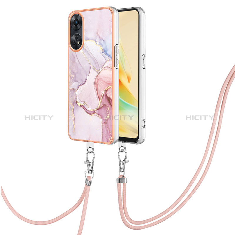 Handyhülle Silikon Hülle Gummi Schutzhülle Flexible Modisch Muster mit Schlüsselband Lanyard YB5 für Oppo Reno8 T 4G groß