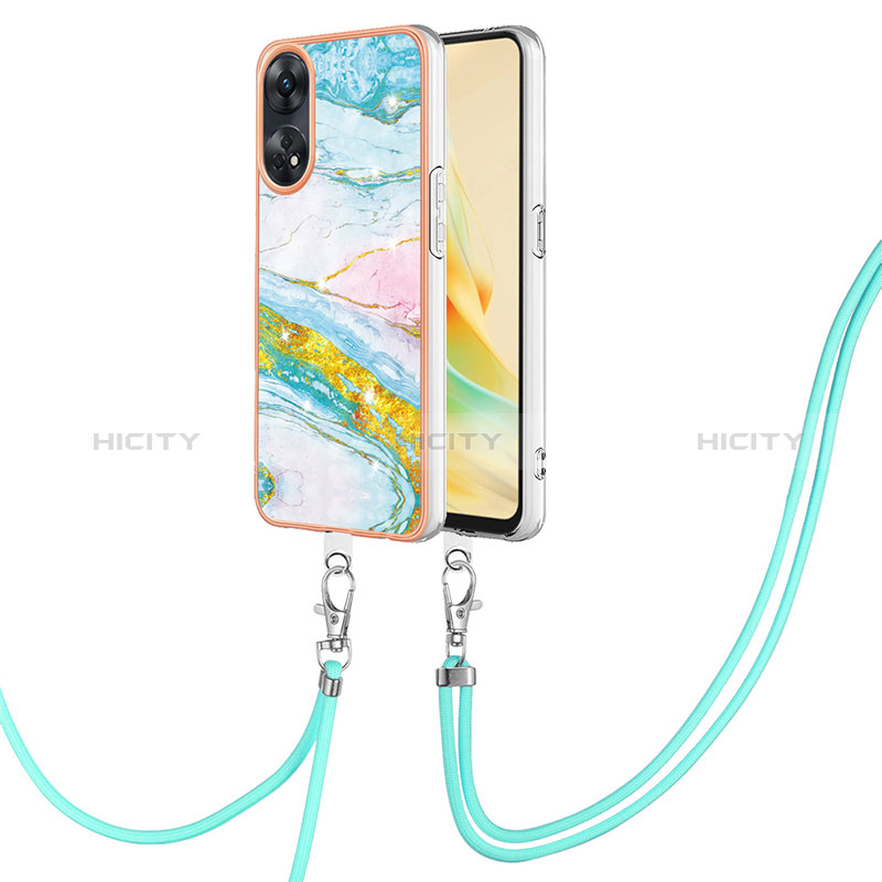 Handyhülle Silikon Hülle Gummi Schutzhülle Flexible Modisch Muster mit Schlüsselband Lanyard YB5 für Oppo Reno8 T 4G Bunt Plus