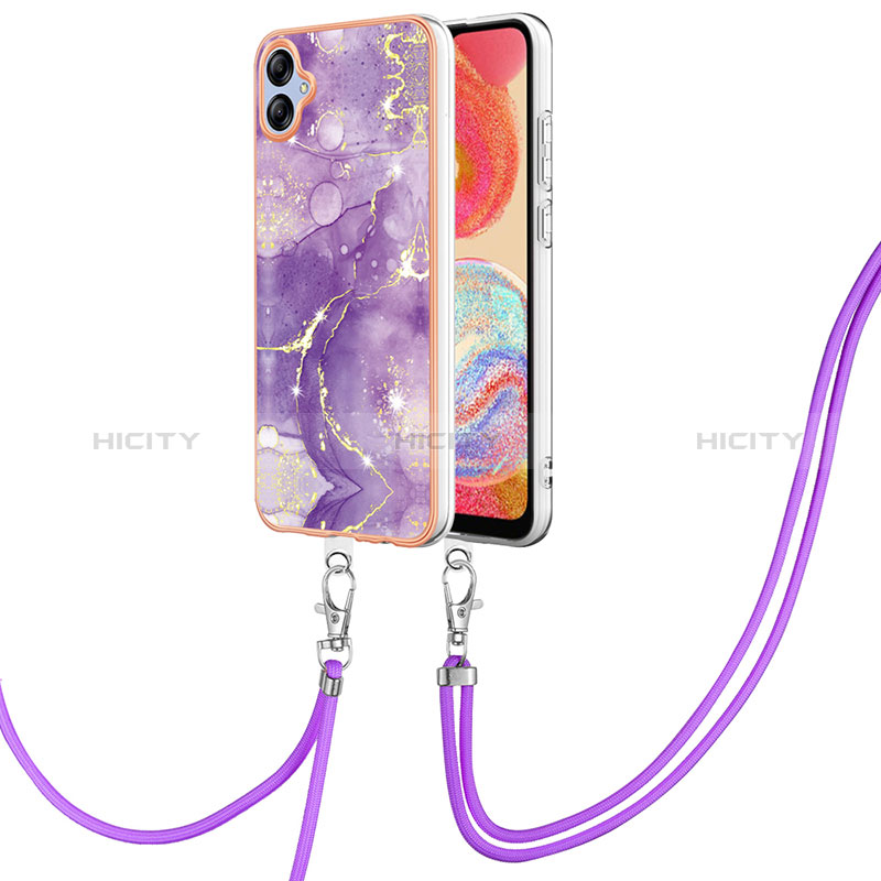 Handyhülle Silikon Hülle Gummi Schutzhülle Flexible Modisch Muster mit Schlüsselband Lanyard YB5 für Samsung Galaxy A04 4G