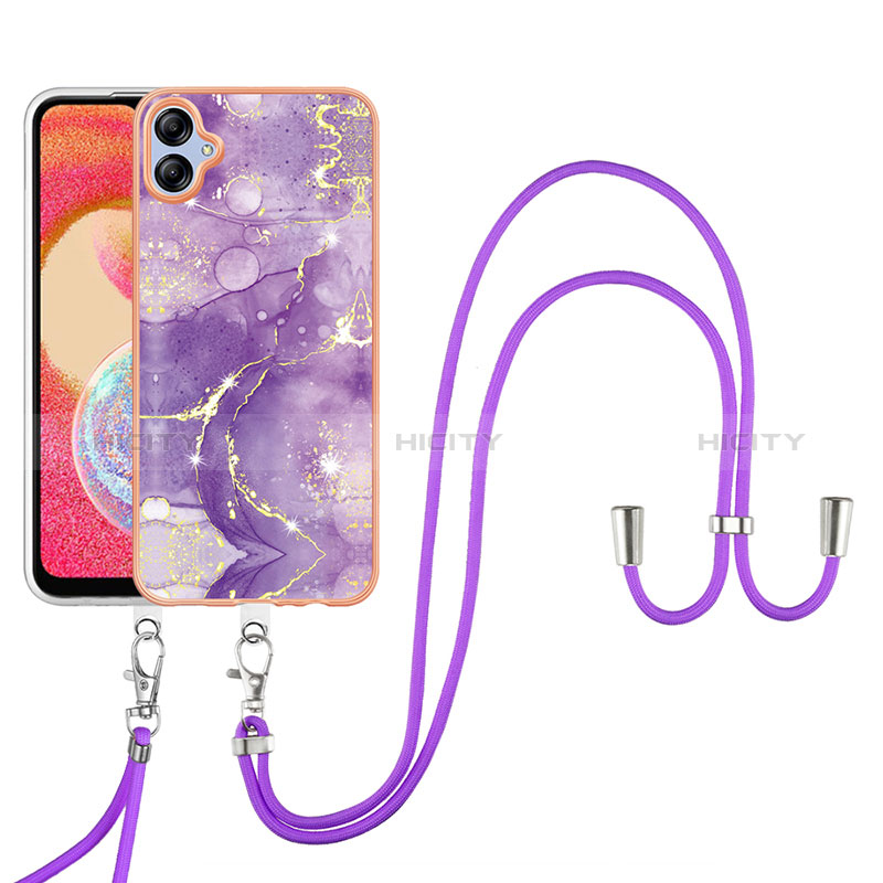 Handyhülle Silikon Hülle Gummi Schutzhülle Flexible Modisch Muster mit Schlüsselband Lanyard YB5 für Samsung Galaxy A04E