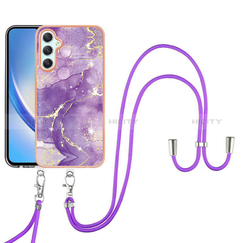 Handyhülle Silikon Hülle Gummi Schutzhülle Flexible Modisch Muster mit Schlüsselband Lanyard YB5 für Samsung Galaxy A25 5G