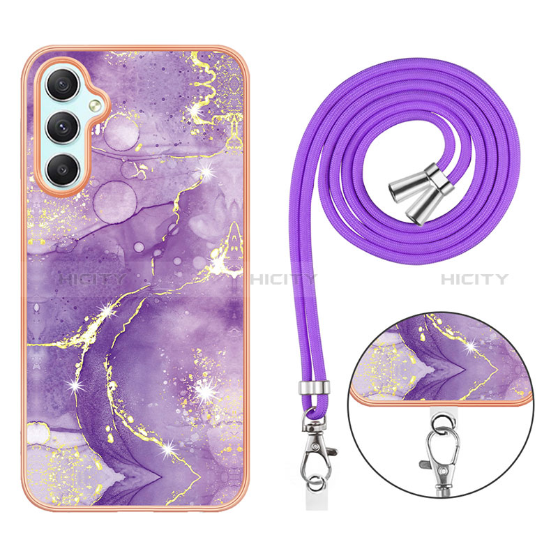 Handyhülle Silikon Hülle Gummi Schutzhülle Flexible Modisch Muster mit Schlüsselband Lanyard YB5 für Samsung Galaxy A25 5G