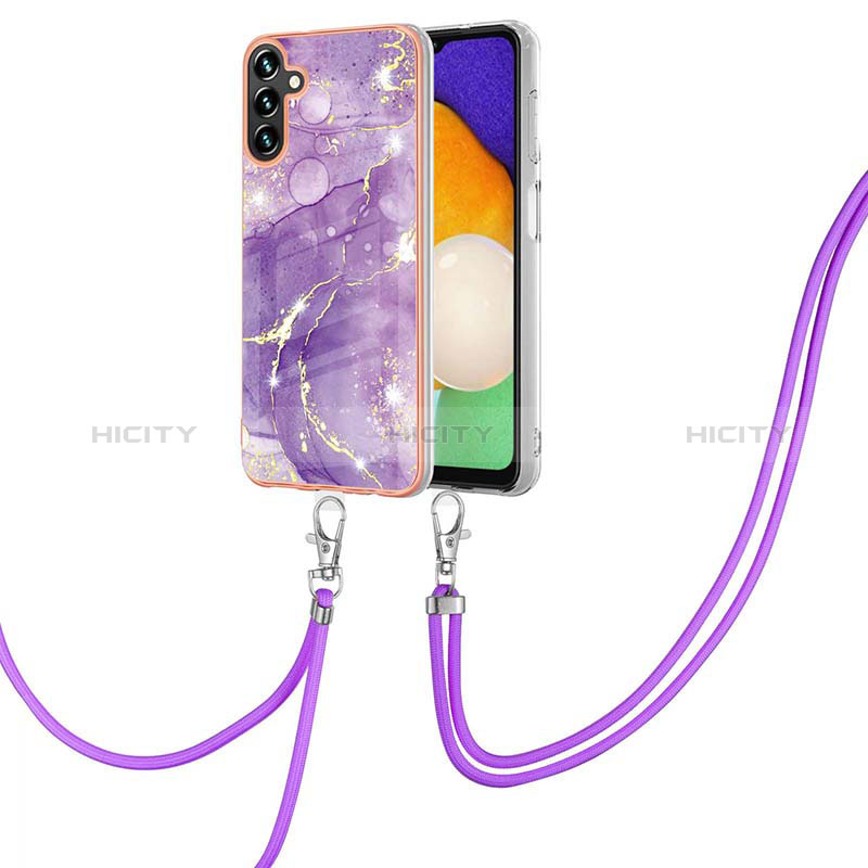 Handyhülle Silikon Hülle Gummi Schutzhülle Flexible Modisch Muster mit Schlüsselband Lanyard YB5 für Samsung Galaxy A34 5G