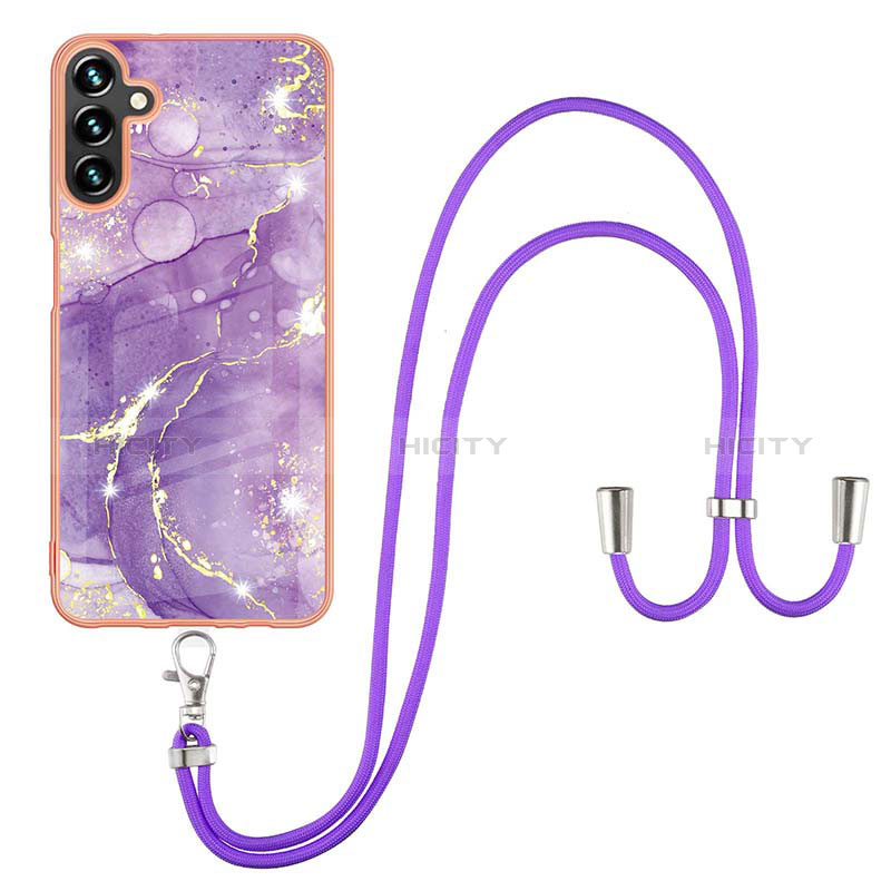 Handyhülle Silikon Hülle Gummi Schutzhülle Flexible Modisch Muster mit Schlüsselband Lanyard YB5 für Samsung Galaxy A34 5G