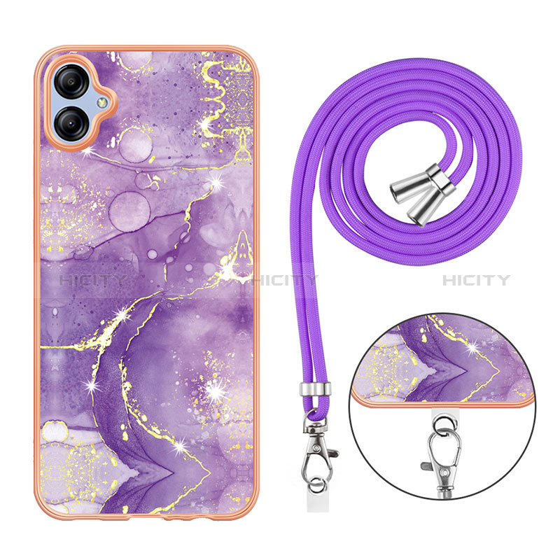 Handyhülle Silikon Hülle Gummi Schutzhülle Flexible Modisch Muster mit Schlüsselband Lanyard YB5 für Samsung Galaxy F04