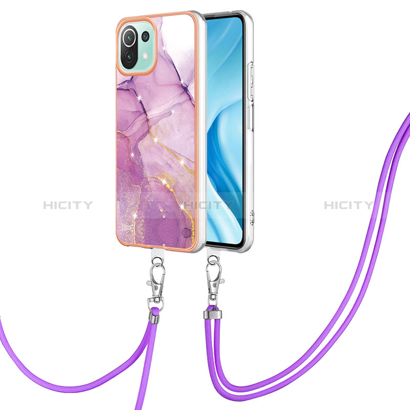 Handyhülle Silikon Hülle Gummi Schutzhülle Flexible Modisch Muster mit Schlüsselband Lanyard YB5 für Xiaomi Mi 11 Lite 4G