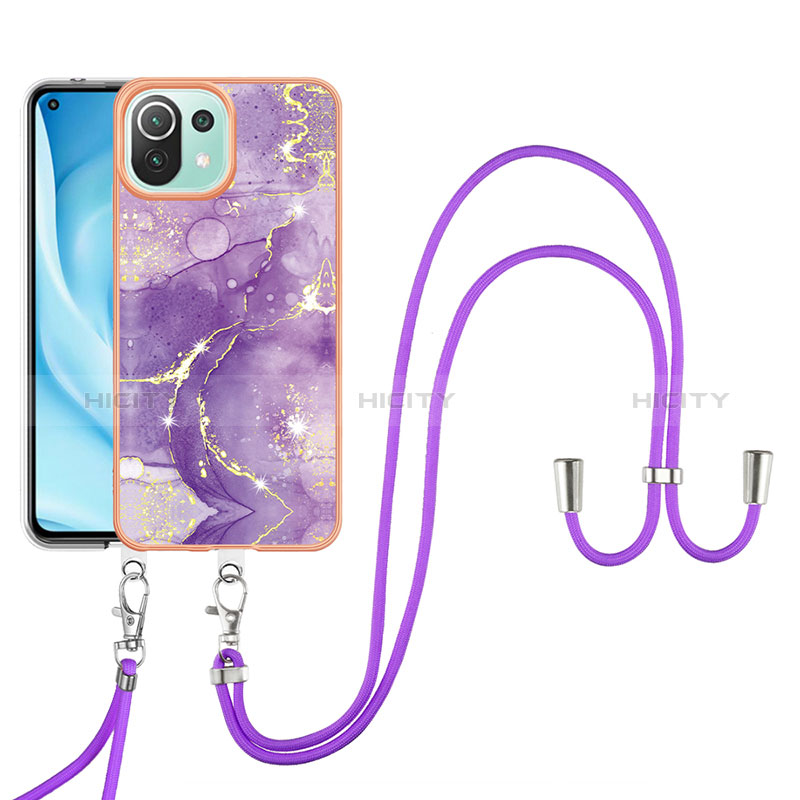 Handyhülle Silikon Hülle Gummi Schutzhülle Flexible Modisch Muster mit Schlüsselband Lanyard YB5 für Xiaomi Mi 11 Lite 5G groß