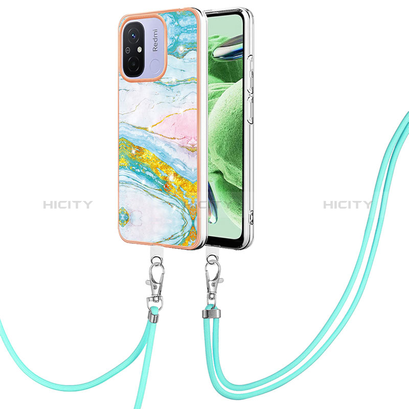 Handyhülle Silikon Hülle Gummi Schutzhülle Flexible Modisch Muster mit Schlüsselband Lanyard YB5 für Xiaomi Poco C55