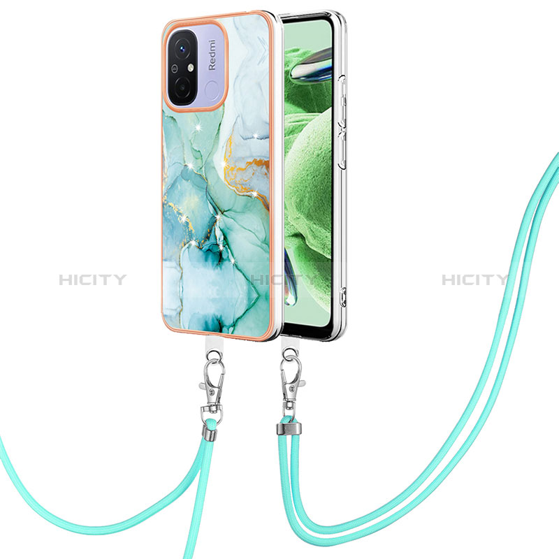 Handyhülle Silikon Hülle Gummi Schutzhülle Flexible Modisch Muster mit Schlüsselband Lanyard YB5 für Xiaomi Poco C55 groß