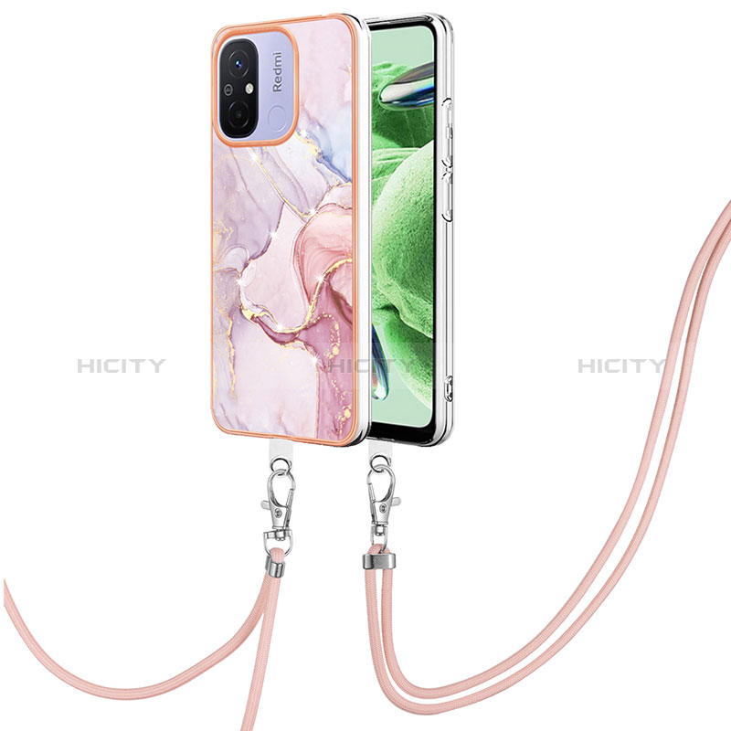 Handyhülle Silikon Hülle Gummi Schutzhülle Flexible Modisch Muster mit Schlüsselband Lanyard YB5 für Xiaomi Poco C55