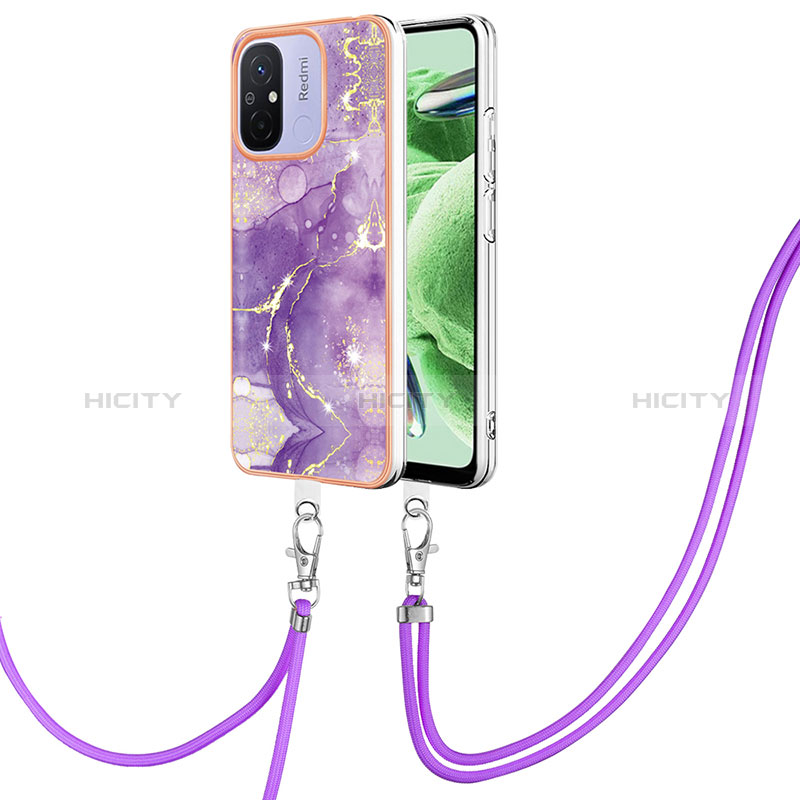 Handyhülle Silikon Hülle Gummi Schutzhülle Flexible Modisch Muster mit Schlüsselband Lanyard YB5 für Xiaomi Poco C55