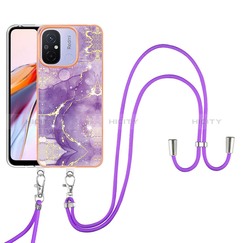 Handyhülle Silikon Hülle Gummi Schutzhülle Flexible Modisch Muster mit Schlüsselband Lanyard YB5 für Xiaomi Poco C55