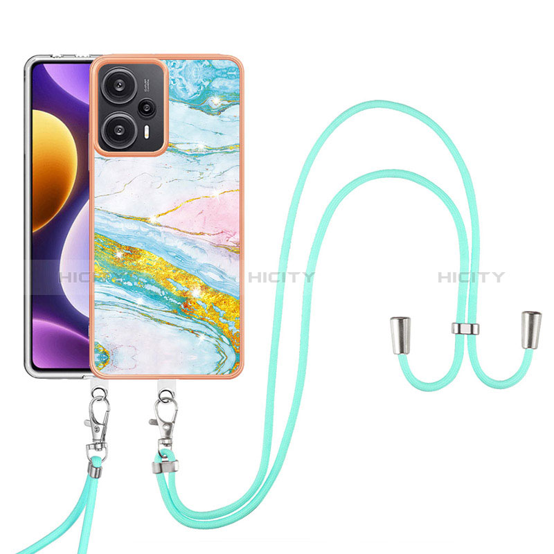 Handyhülle Silikon Hülle Gummi Schutzhülle Flexible Modisch Muster mit Schlüsselband Lanyard YB5 für Xiaomi Poco F5 5G