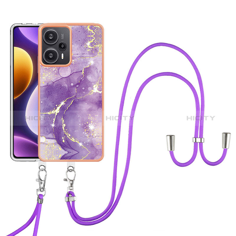 Handyhülle Silikon Hülle Gummi Schutzhülle Flexible Modisch Muster mit Schlüsselband Lanyard YB5 für Xiaomi Poco F5 5G