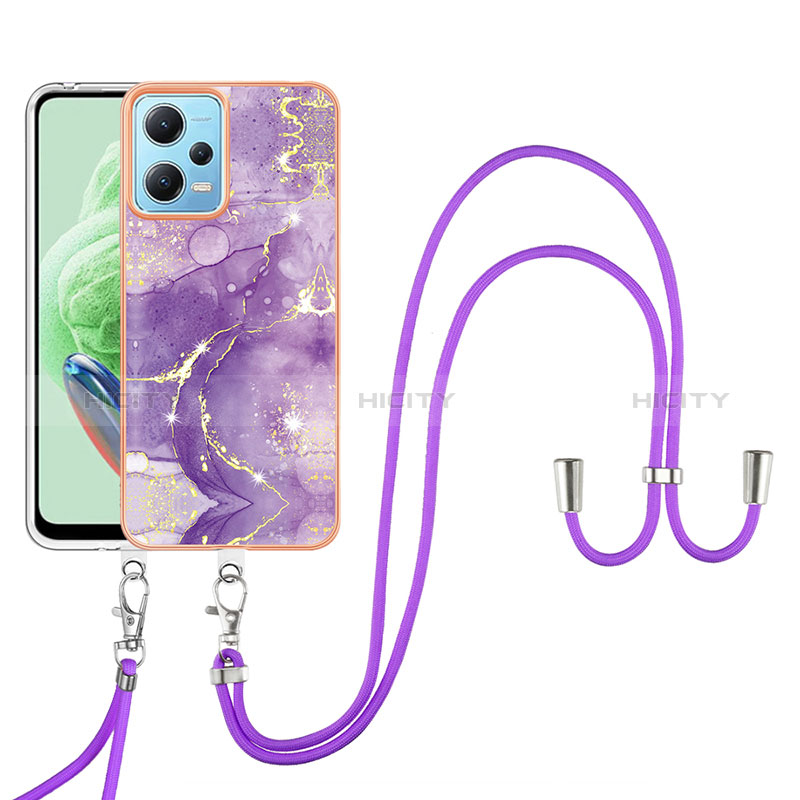 Handyhülle Silikon Hülle Gummi Schutzhülle Flexible Modisch Muster mit Schlüsselband Lanyard YB5 für Xiaomi Poco X5 5G groß