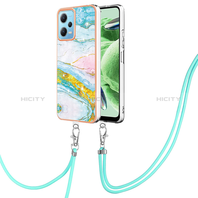 Handyhülle Silikon Hülle Gummi Schutzhülle Flexible Modisch Muster mit Schlüsselband Lanyard YB5 für Xiaomi Poco X5 5G Bunt Plus